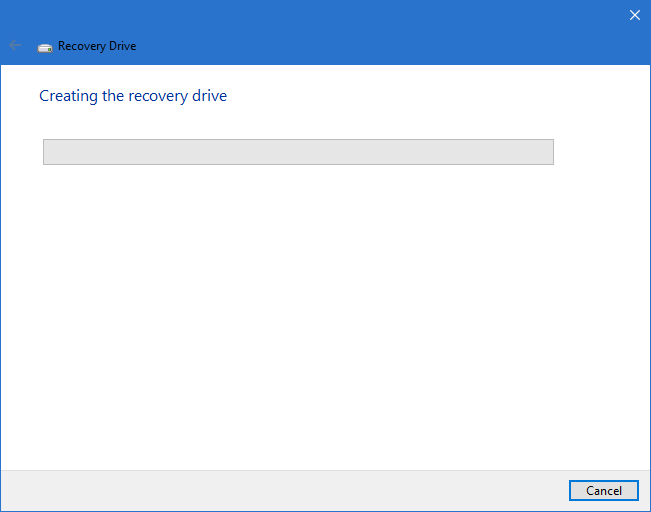 Creating the recovery drive