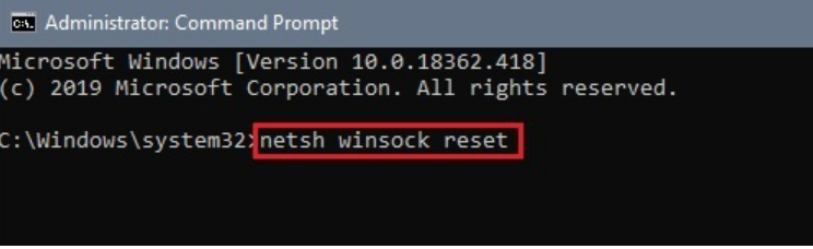 netsh winsock reset