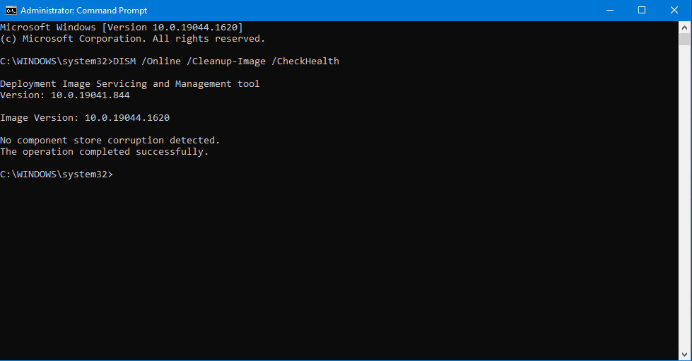 DISM/Online/Cleanup-Image/CheckHealth