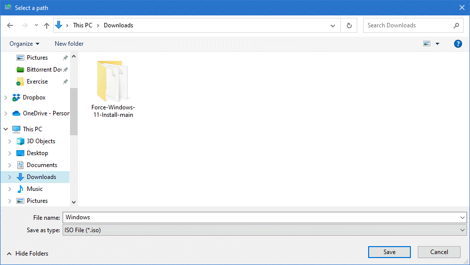 18 Save In Downloads and name windows iso 1